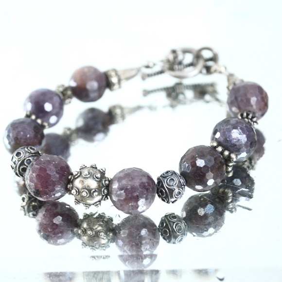 Conceptual Subculture Jewelry - Genuine Ruby Gemstone Sterling Silver Bracelet 925